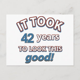 42nd year old birthday designs postcard