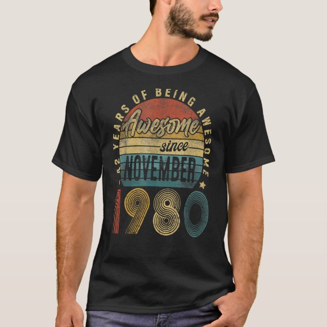 42th Birthday  42 Years Old Awesome Since November T-Shirt (Front)