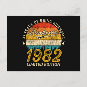 43 Year Old 1982 Retro Awesome 43rd Birthday Gift Postcard