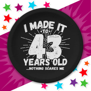 43 Year Old Sarcastic Meme Funny 43rd Birthday Paper Plate