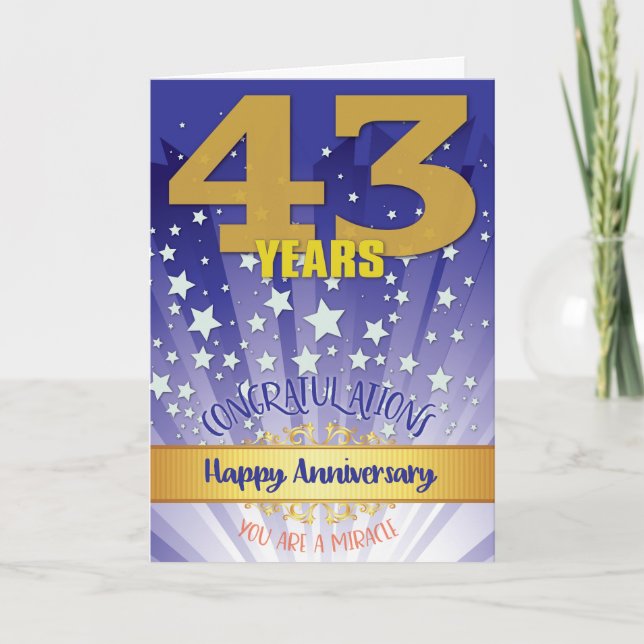 43 Year Recovery Anniversary Bold Numeral Card (Front)