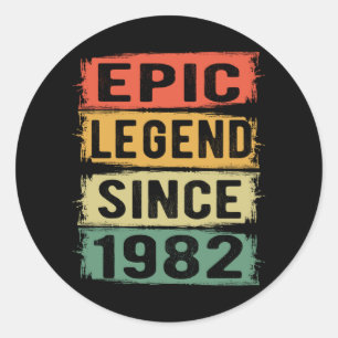43 Years Old Bday 1982 Epic Legend 43rd Birthday Classic Round Sticker
