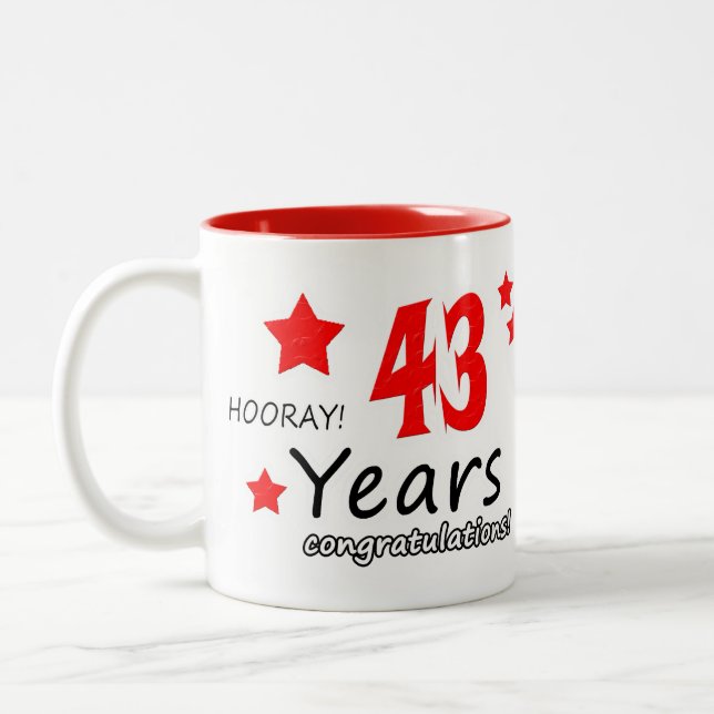 43rd anniversary, 43 Years Wedding Anniversaries Two-Tone Coffee Mug (Left)