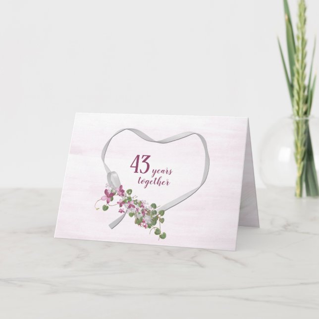 43rd Anniversary Ribbon Heart Card (Front)