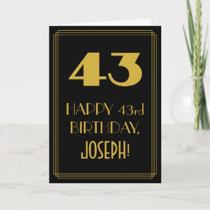 43rd Birthday ~ Art Deco Inspired Look "43" & Name Card