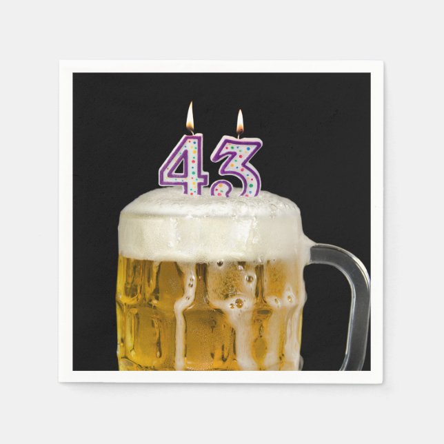 43rd Birthday Beer on black Napkin (Front)