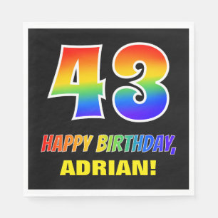 43rd Birthday: Bold, Fun, Simple, Rainbow 43 Napkin