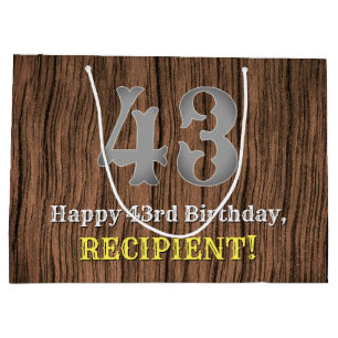43rd Birthday: Country Western Inspired Look, Name Large Gift Bag