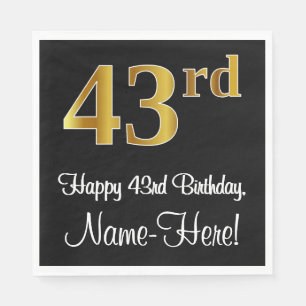 43rd Birthday ~ Elegant Luxurious Faux Gold Look # Napkin