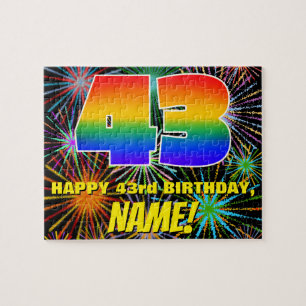 43rd Birthday: Fun, Colorful Celebratory Fireworks Jigsaw Puzzle