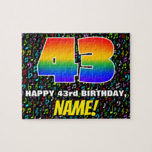 43rd Birthday — Fun, Colorful Music Symbols & “43” Jigsaw Puzzle