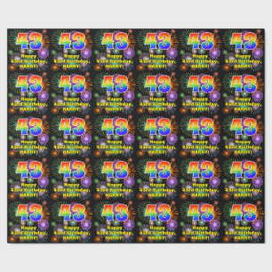 43rd Birthday: Fun Fireworks, Rainbow Look # “43” Wrapping Paper