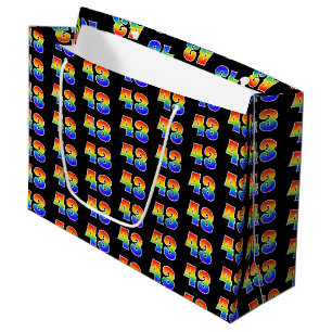 43rd Birthday: Fun Rainbow Event Number 43 Pattern Large Gift Bag