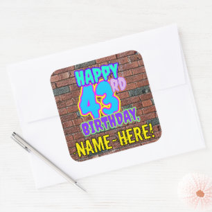 43rd Birthday – Fun, Urban Graffiti Inspired Look Square Sticker