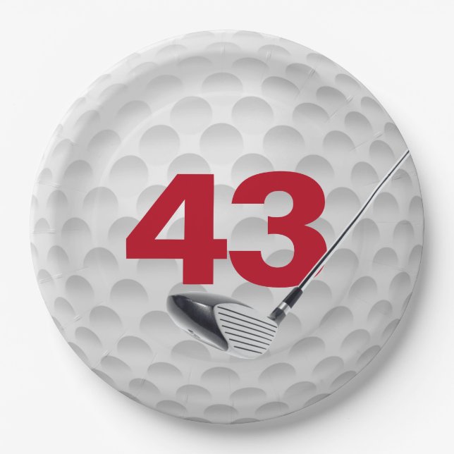 43rd Birthday Golf Ball Design  Paper Plate (Front)