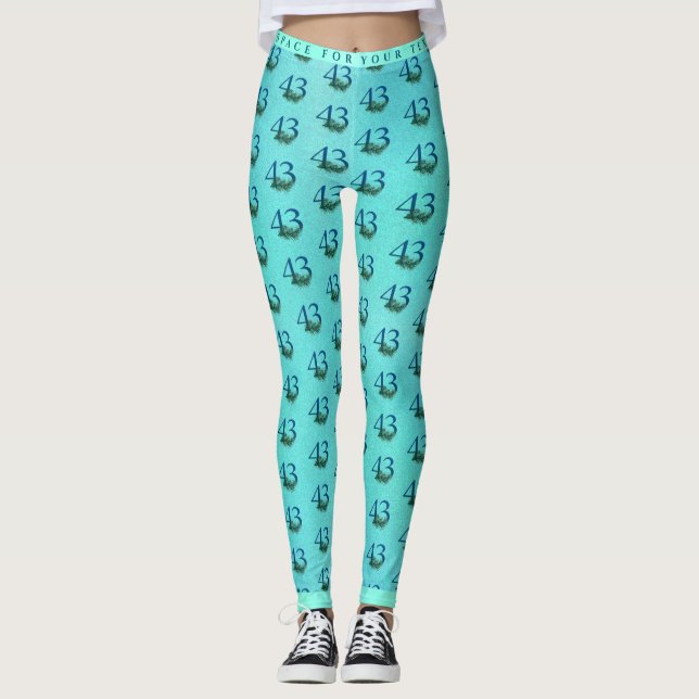 43rd Birthday or Anniversary Peacock Pattern Leggings (Front)