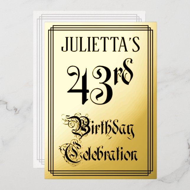 43rd Birthday Party — Elegant Script + Custom Name (Front/Back)