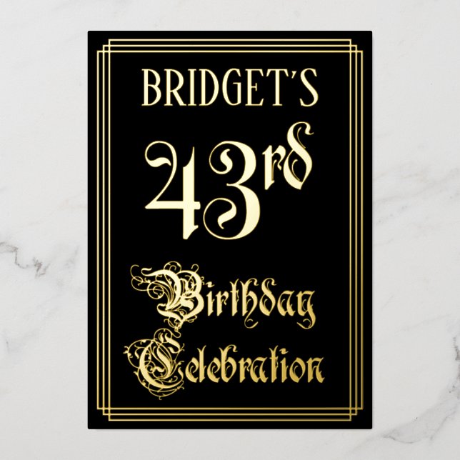 43rd Birthday Party — Fancy Script & Custom Name (Front)