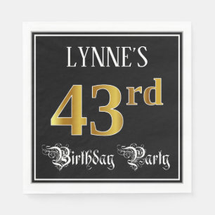43rd Birthday Party — Fancy Script, Faux Gold Look Napkin