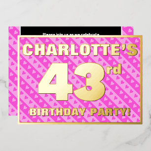 43rd Birthday Party — Fun Pink Hearts and Stripes