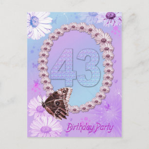 43rd Birthday party Invitation Postcard