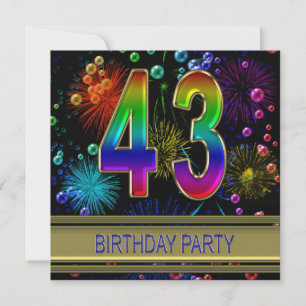 43rd Birthday party Invitation with bubbles