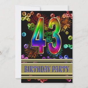 43rd Birthday party Invitation with bubbles