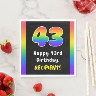 43rd Birthday: Rainbow Spectrum # 43, Custom Name Napkin