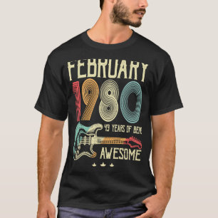43rd Birthday Retro Guitar February 1980 43 Years T-Shirt