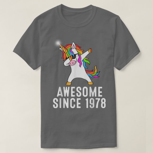 43rd birthday, unicorn dab, Awesome since 1978  T-Shirt (Design Front)