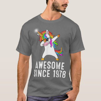 43rd birthday, unicorn dab, Awesome since 1978  T-Shirt