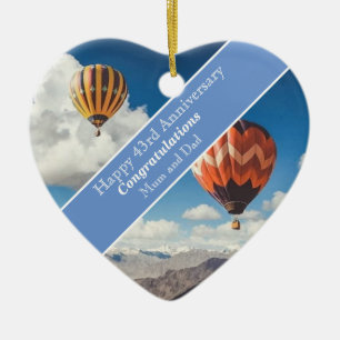 43rd Wedding Anniversary Ceramic Tree Decoration