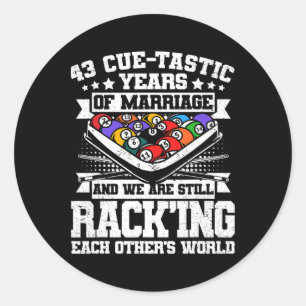 43rd Wedding Anniversary Pool Billiards 43 Years M Classic Round Sticker