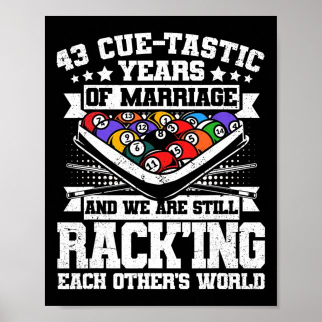 43rd Wedding Anniversary Pool Billiards 43 Years M Poster (Front)