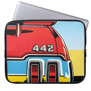 442 Muscle Car Rear Wing Pop Art Retro Print Laptop Sleeve