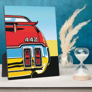 442 Muscle Car Rear Wing Pop Art Retro Print Plaque