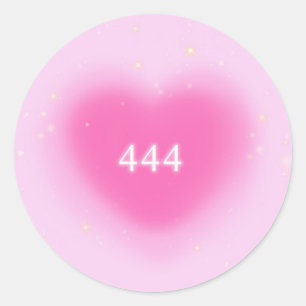 444 Modern Pink Heart Aesthetic Angel Number    Classic Round Sticker
