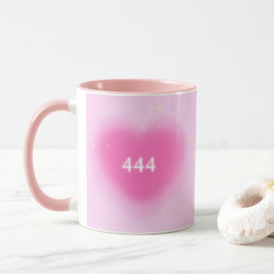 444 Modern Pink Heart Aesthetic Angel Number   Mug