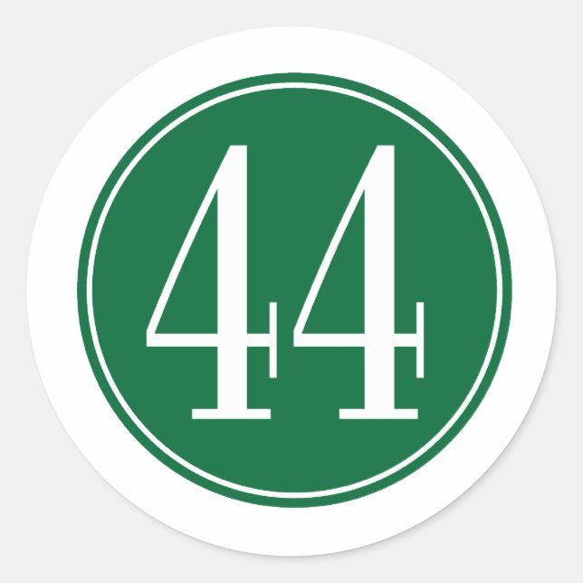 #44 Green Circle Classic Round Sticker (Front)