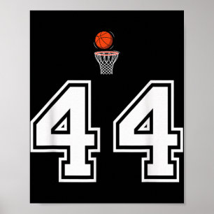 44 Number Basketball Style Vintage White  Poster