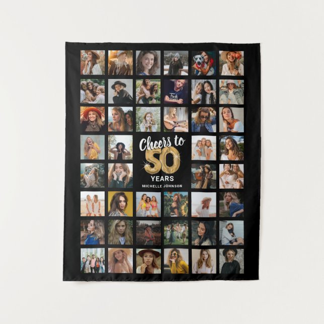 44 Photo Collage 50th Birthday Tapestry (Front)
