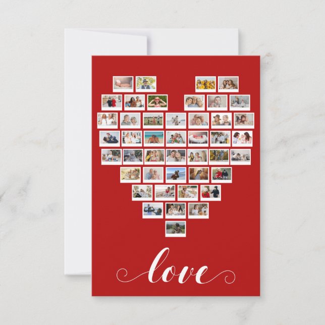 44 Photo Collage Love Instant Camera Film Heart  Card (Front)