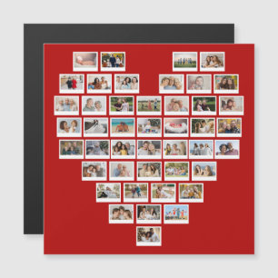 44 Photo Collage Red Heart Magnetic Card