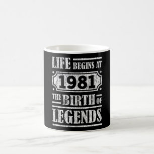 44 Year Old 1981 Birth Of Legend 44th Birthday Coffee Mug