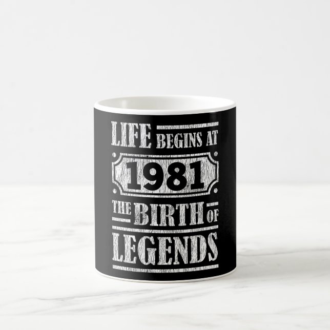 44 Year Old 1981 Birth Of Legend 44th Birthday Coffee Mug (Center)