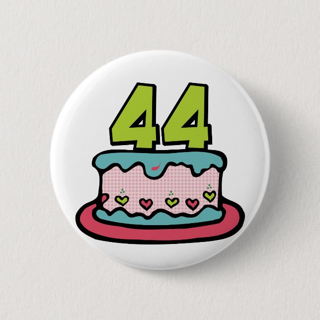44 Year Old Birthday Cake 6 Cm Round Badge (Front)