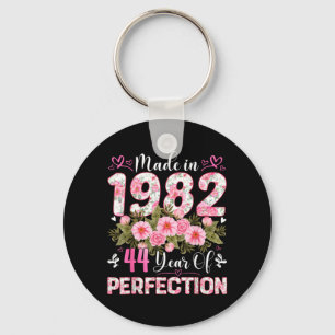 44 Year Old Made in 1982 Floral 44th Birthday Key Ring