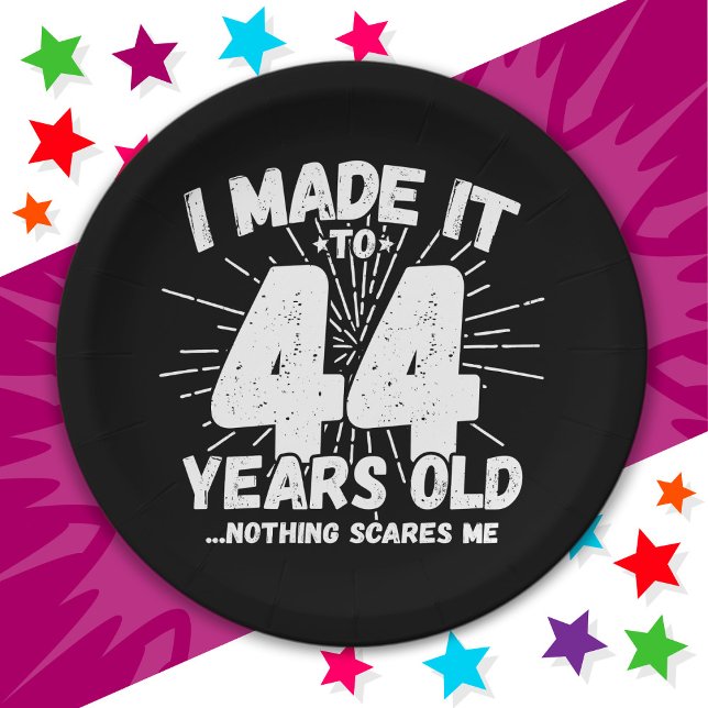 44 Year Old Sarcastic Meme Funny 44th Birthday Paper Plate (Creator Uploaded)