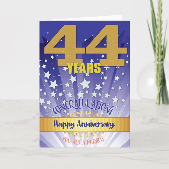 44 Year Recovery Anniversary Bold Numeral Card (Front)