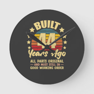 44 Years Ago All Parts Original 44th Birthday Round Clock